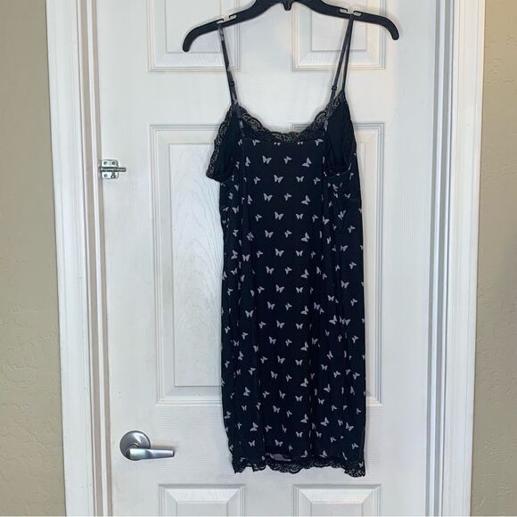 Wild Fable Black Butterfly Slip Dress Size Large - Picture 2 of 11